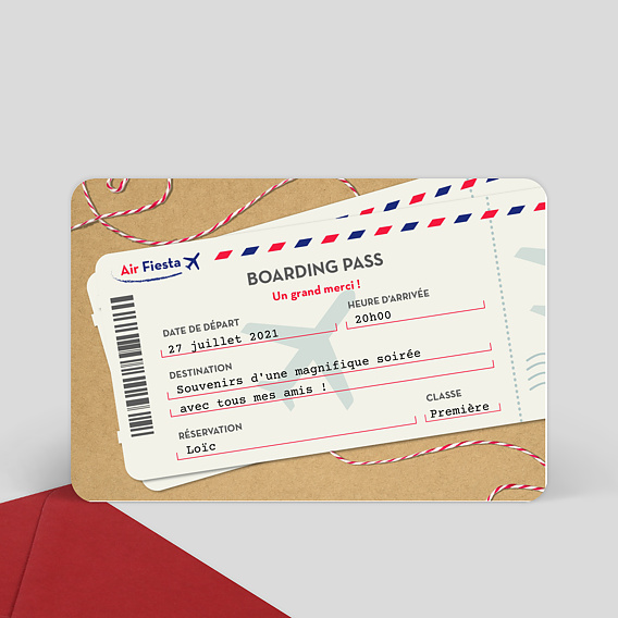 Remerciement Anniversaire Boarding Pass Popcarte Remerciement Anniversaire Boarding Pass Popcarte