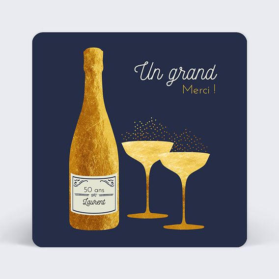 Carte remerciements anniversaire Bulles Ocre