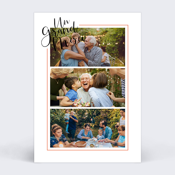 Carte remerciement anniversaire Cadre Typographique III