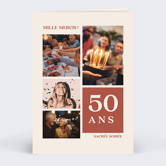 Carte remerciements anniversaire Classique Femme