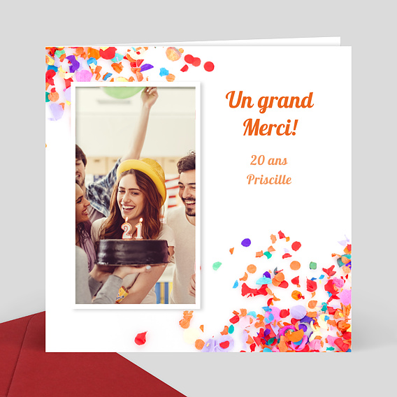 Remerciements Anniversaire Confettis