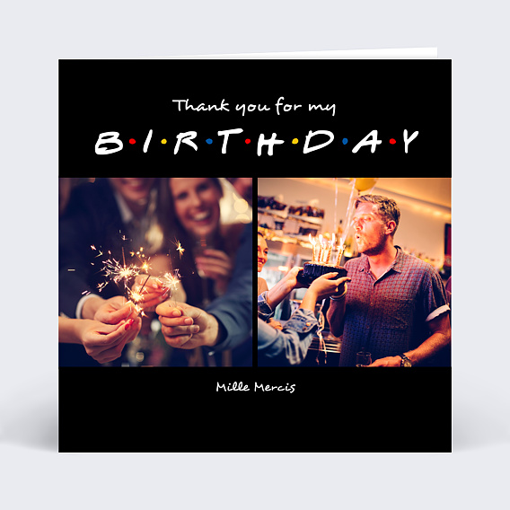 Carte remerciement anniversaire Copain de Soirée