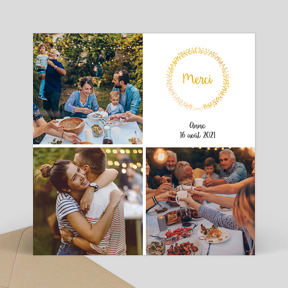 Remerciements Anniversaire Couronne fleurie