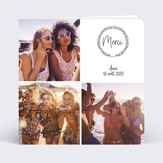 Carte remerciement anniversaire Couronne