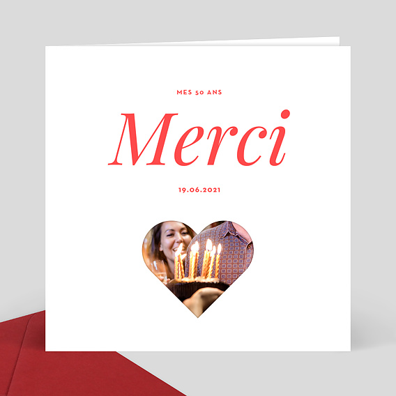 Remerciements Anniversaire Découpe Coeur