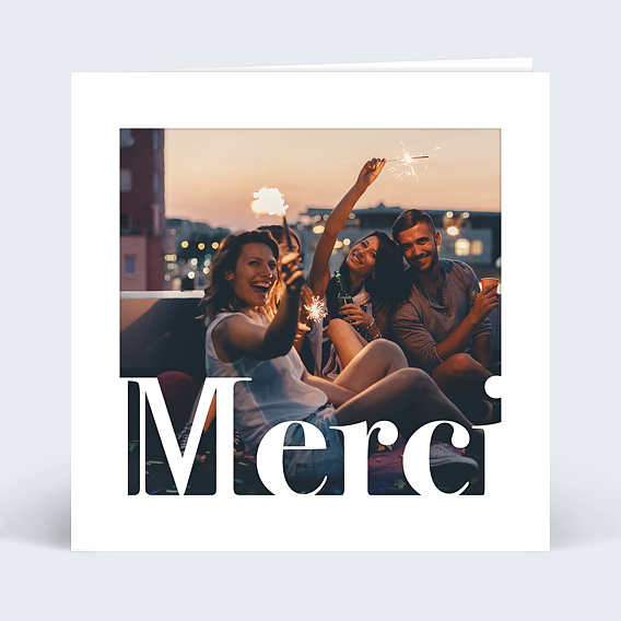 Carte remerciement anniversaire Découpe Merci