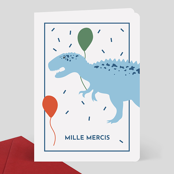 Remerciements Anniversaire Dinosaures Ballons