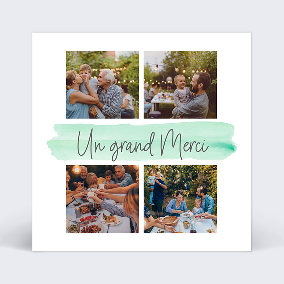 Carte remerciement anniversaire Douce Couleur