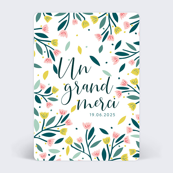 Carte remerciement anniversaire Floral Atmosphere