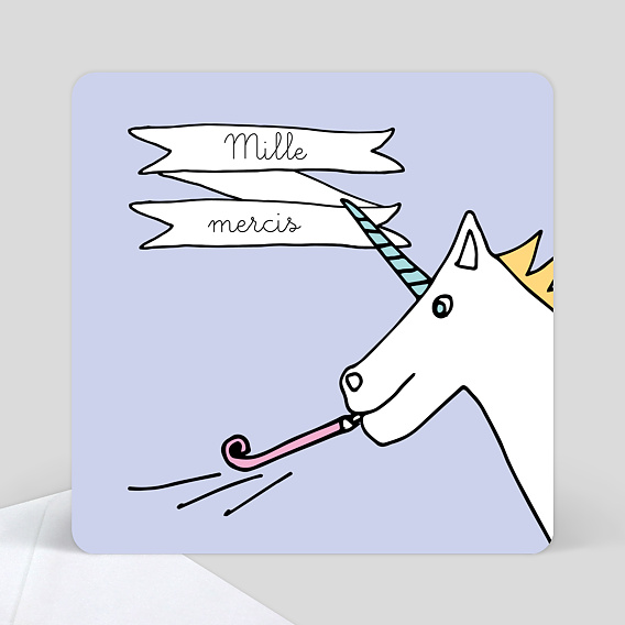Remerciements Anniversaire Licorne