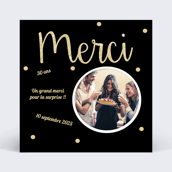 Carte remerciements anniversaire Pois Chic