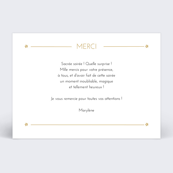 Carte remerciement anniversaire Losange Fleuri Verso