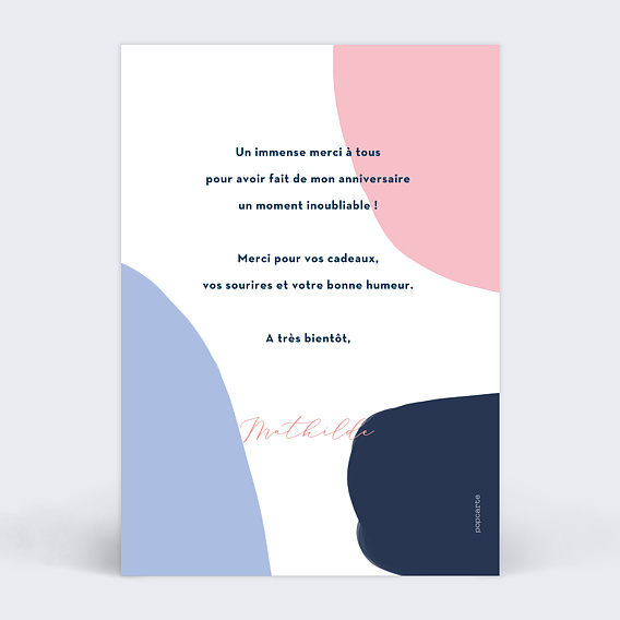 Carte remerciement anniversaire Oh Boy! Verso