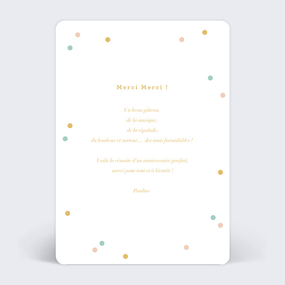 Carte remerciement anniversaire Rigolo Verso