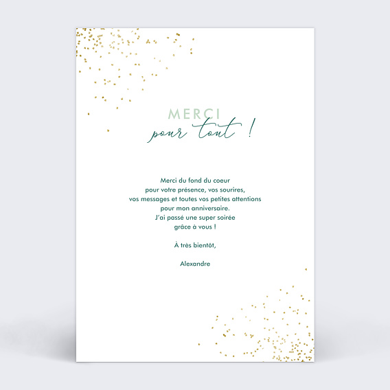 Carte remerciement anniversaire Humoristique Verso