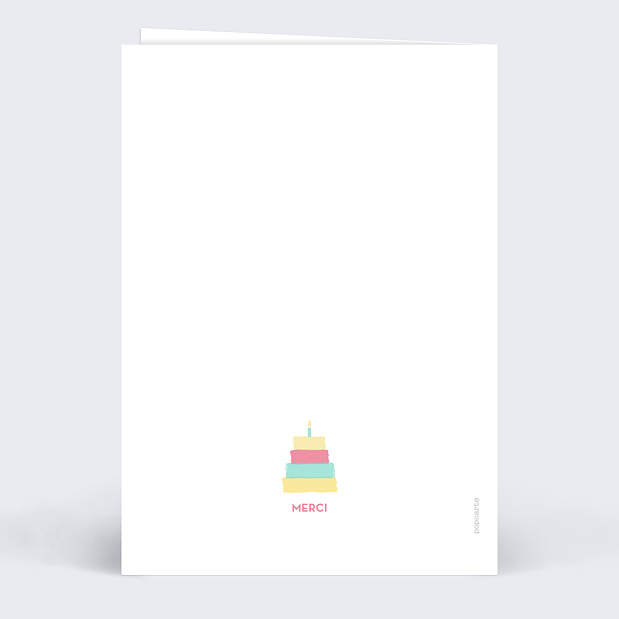 Carte de Remerciement Anniversaire Birthday Cake Verso
