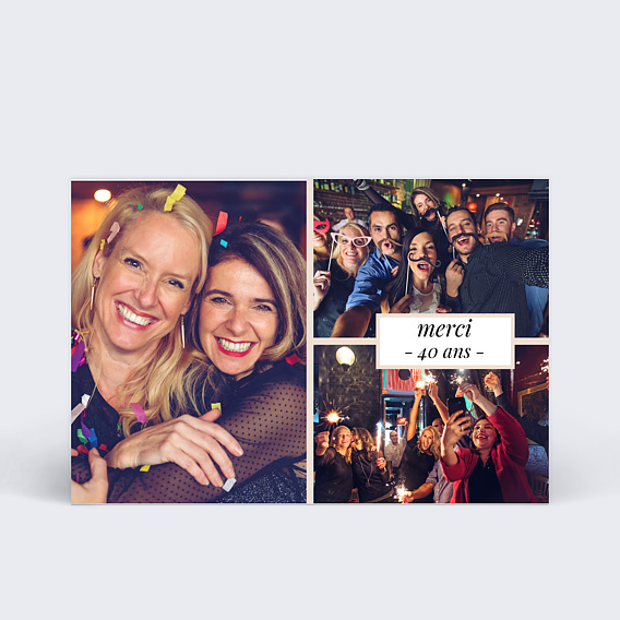 Remerciements Anniversaire Etiquette Poudrée