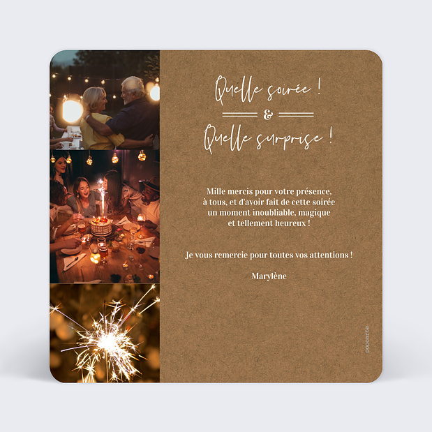 Carte de Remerciements Anniversaire Bohème Verso