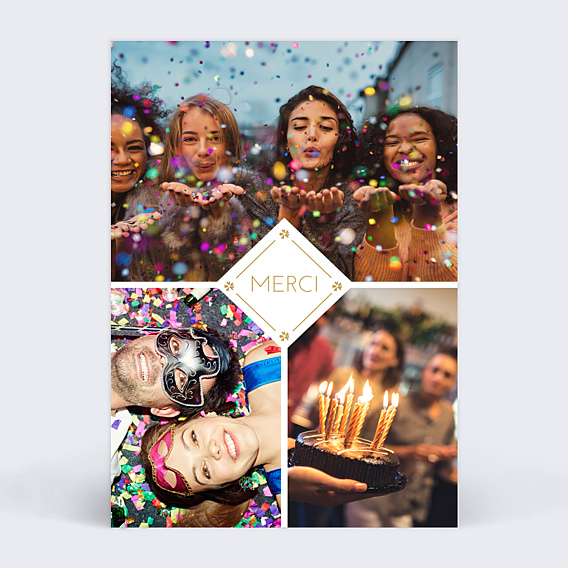 Remerciements Anniversaire Losange Fleuri