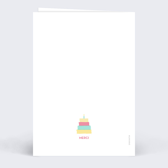 Carte remerciement anniversaire Birthday Cake Verso