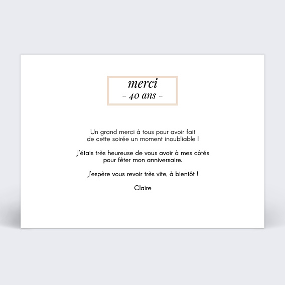 Remerciements Anniversaire Etiquette Poudrée