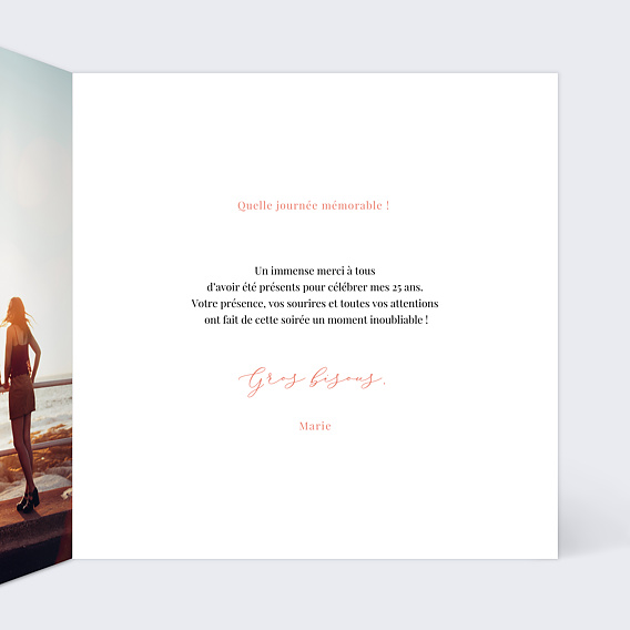 Carte remerciement anniversaire Design Intérieur Droit