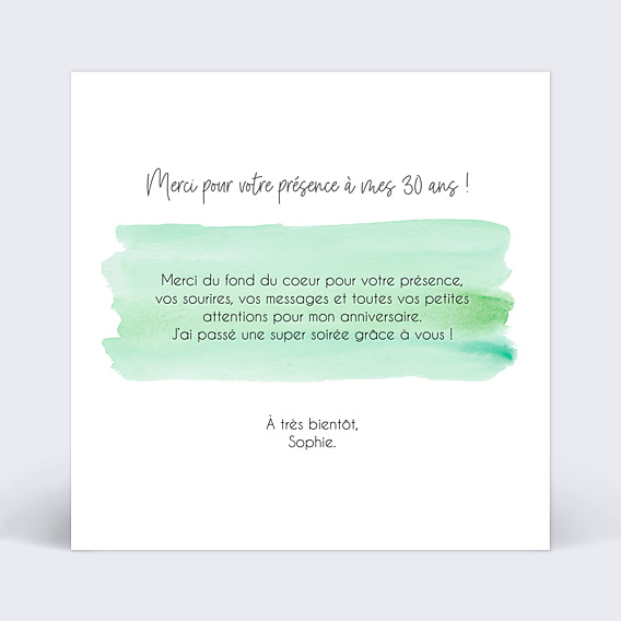 Remerciements Anniversaire Douce Couleur