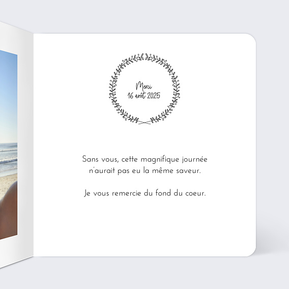 Carte remerciement anniversaire Couronne Intérieur Droit