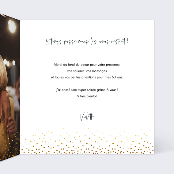 Carte remerciement anniversaire Élégance Intérieur Droit