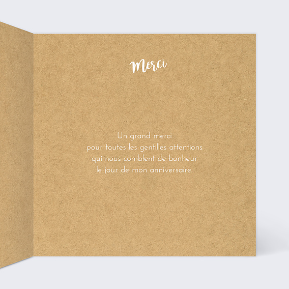 Carte remerciement anniversaire Joli Kraft Intérieur Droit
