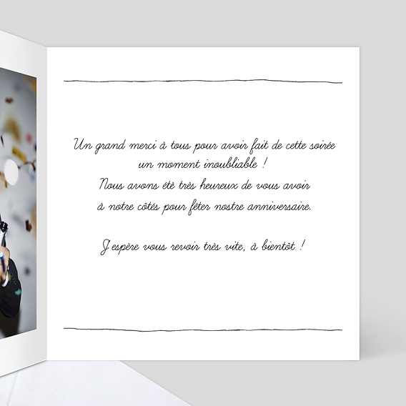 Carte remerciement anniversaire Trait de Crayon Intérieur Droit