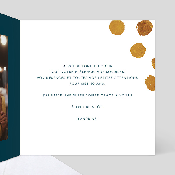 Carte remerciement anniversaire Graphique Chic Intérieur Droit