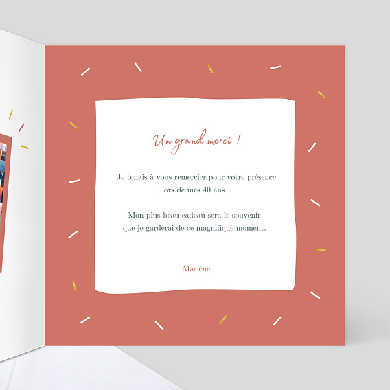 Carte remerciement anniversaire Graphique Intérieur Droit