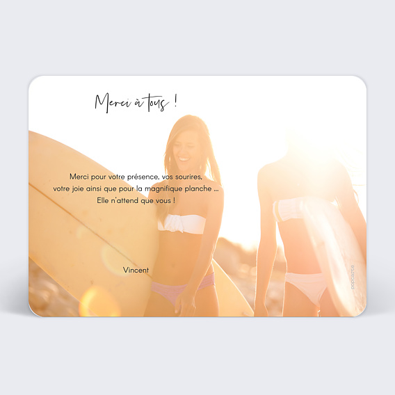 Carte remerciement anniversaire Typographie (dos photo) Verso