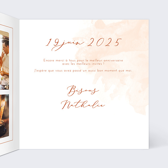 Carte remerciement anniversaire Été Indien Intérieur Droit