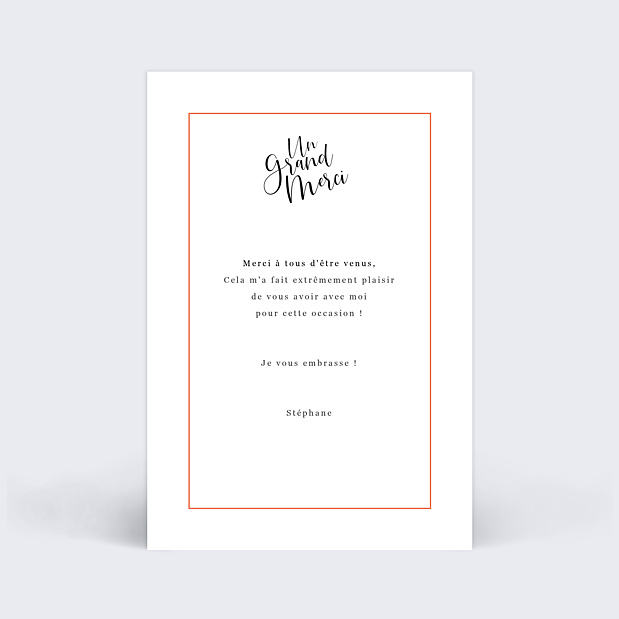 Carte de Remerciements Anniversaire Cadre Typographique III Verso