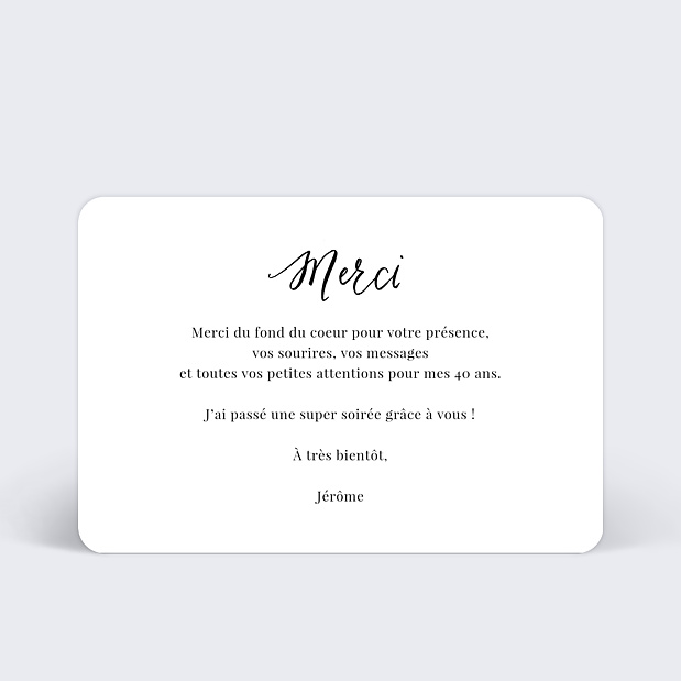 Remerciement Anniversaire Calligraphie Popcarte