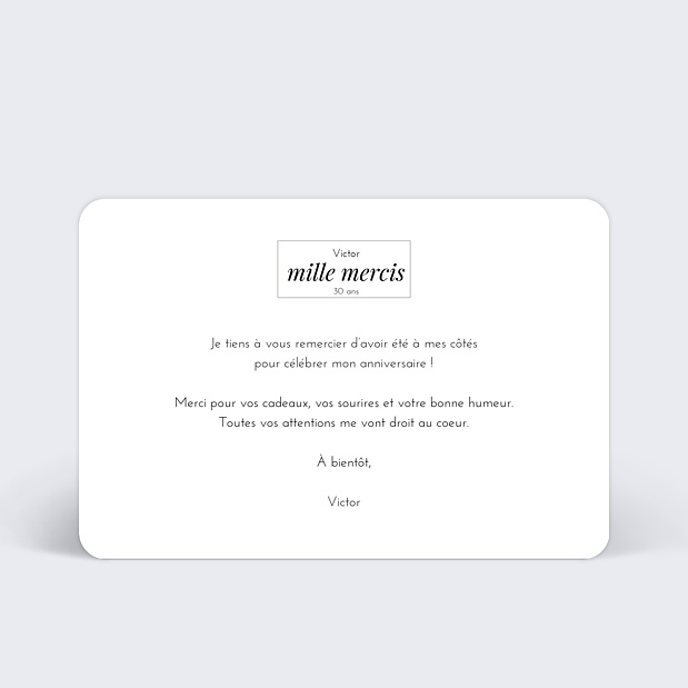 Carte Remerciement Anniversaire Étiquette Verso