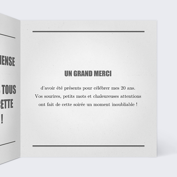Carte Remerciement Anniversaire Journal Intérieur Droit