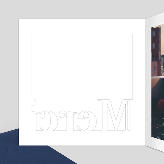 Carte remerciement anniversaire Découpe Merci Intérieur Gauche