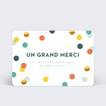 Carte remerciements anniversaire Confettis Chic