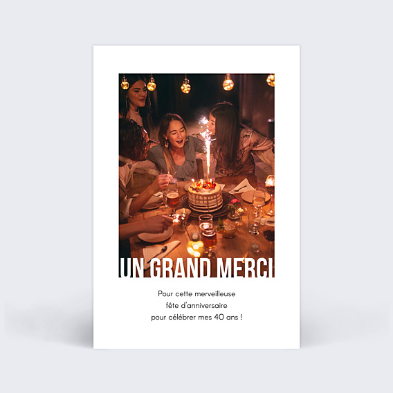 Remerciements Anniversaire Typographie Cadre