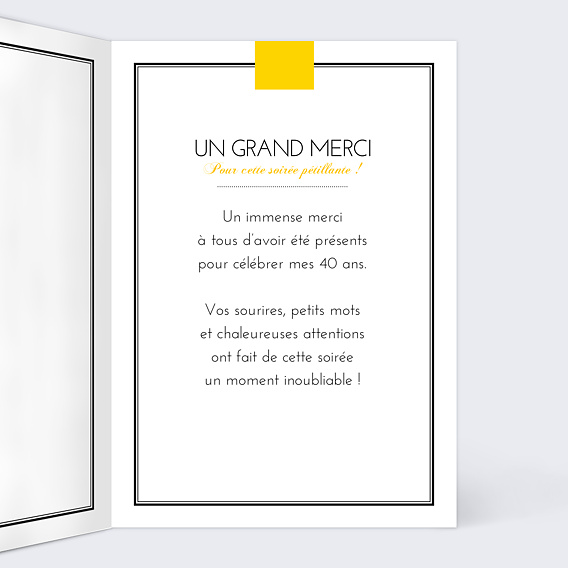 Carte remerciement anniversaire Champagne Intérieur Droit