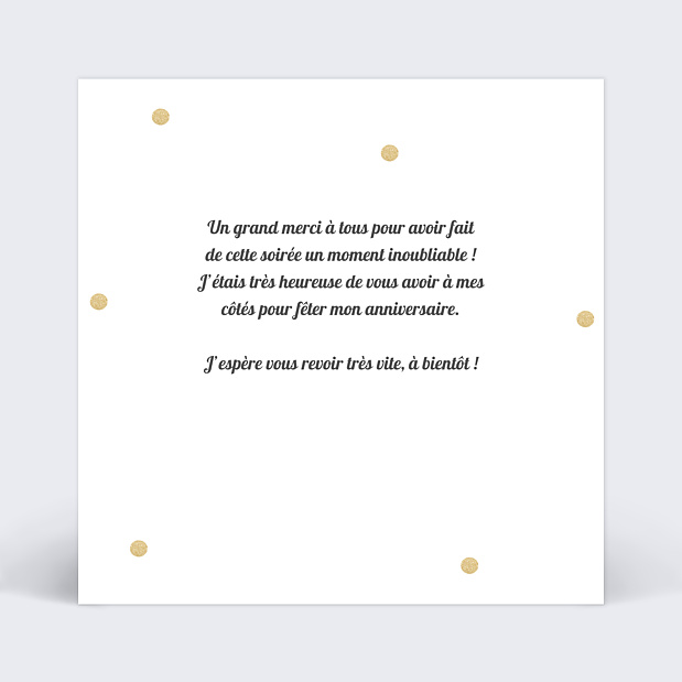 Carte Remerciement Anniversaire Pois Chic Verso
