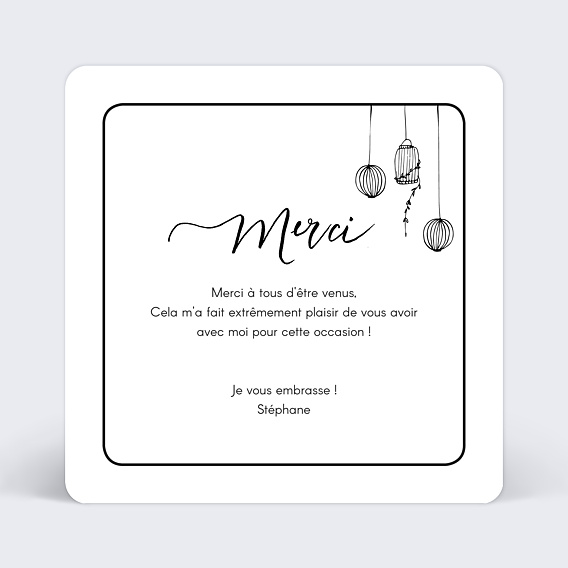 Carte remerciement anniversaire Liberté Verso