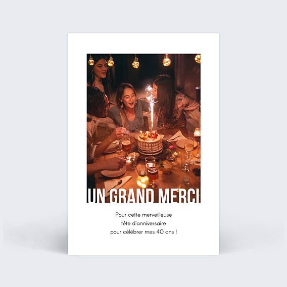 Remerciements Anniversaire Typographie Cadre