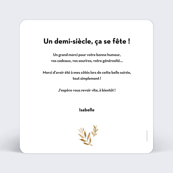 Remerciements Anniversaire Luxe