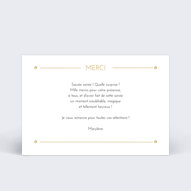 Carte de Remerciements Anniversaire Losange Fleuri Verso