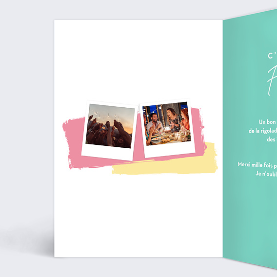 Carte remerciement anniversaire Birthday Cake Intérieur Gauche