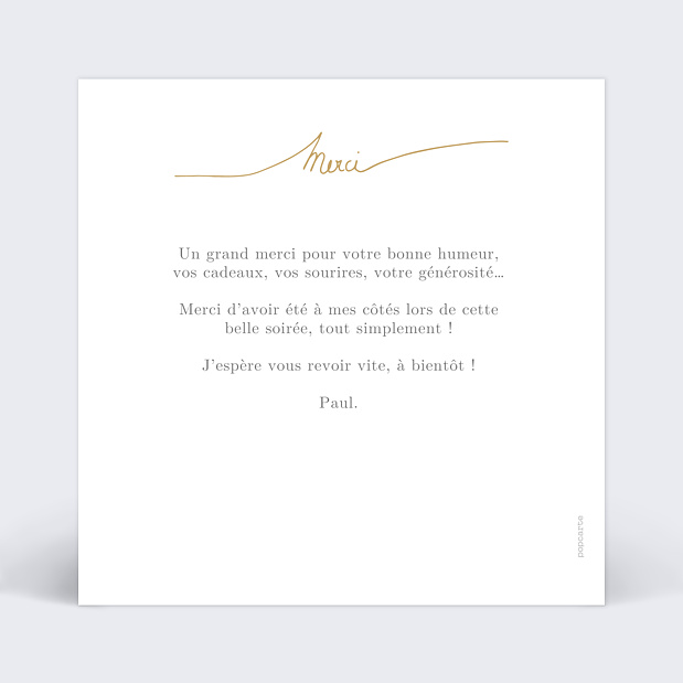 Carte de remerciement d'anniversaire joli merci Verso